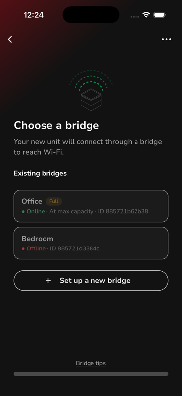 Choose a bridge — Online, Offline and Full states