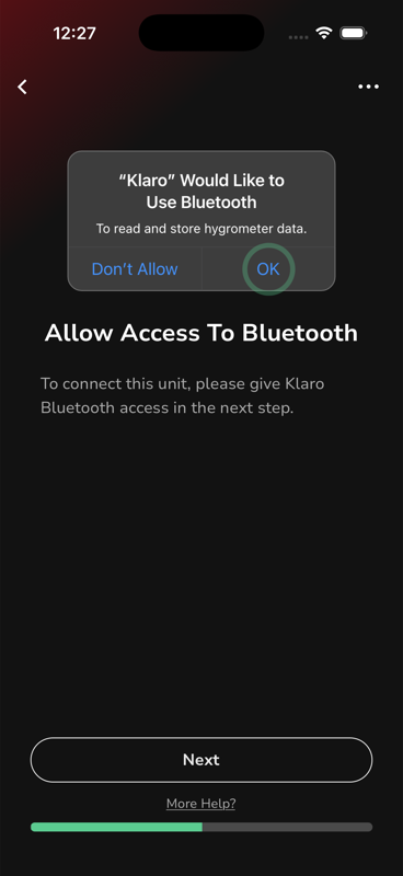 iOS Bluetooth permission prompt during setup